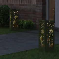 Solar LED Pathway Light 2 pcs Warm White 18 x 18 x 50 cm Dandelion pattern Olive green