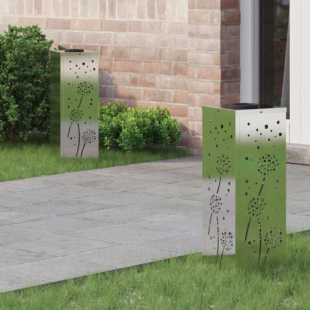 vidaXL Solar LED Pathway Light 2 pcs Warm White 18 x 18 x 50 cm Dandelion Pattern