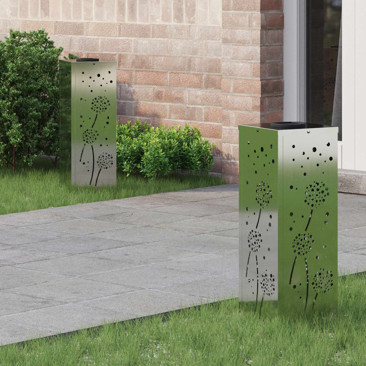 vidaXL Solar LED Pathway Light 2 pcs Warm White 18 x 18 x 50 cm Dandelion Pattern