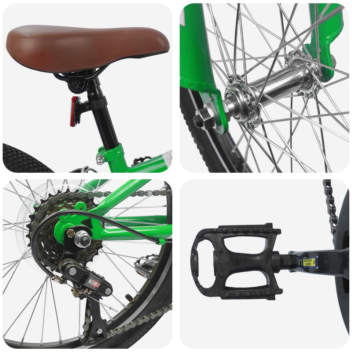 Mountain Bike 6-Speed for 5-8 Years Old Green 20 inches