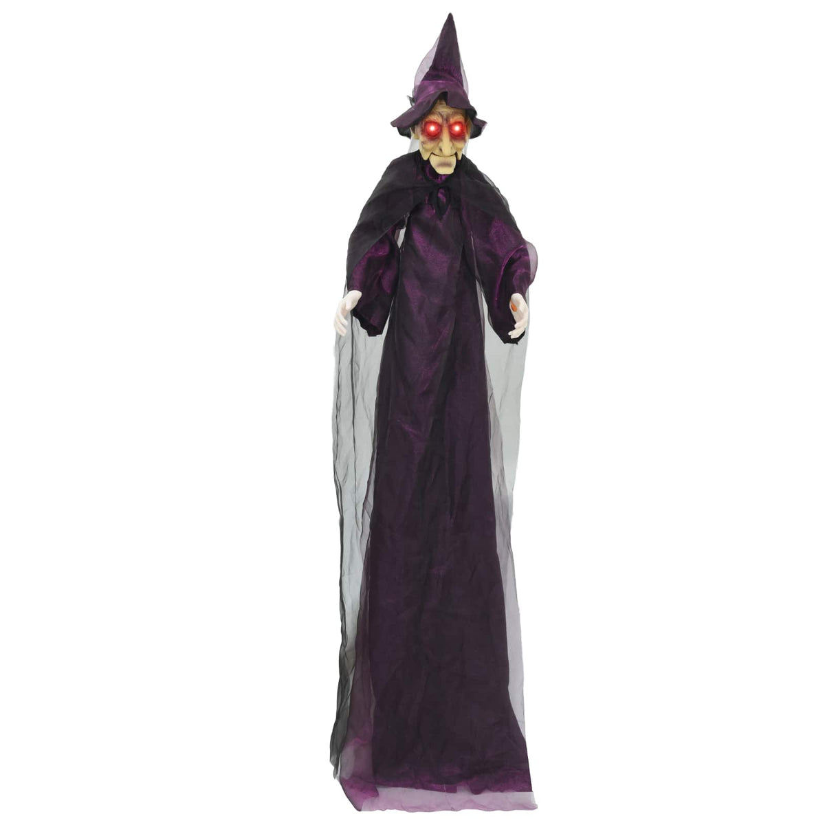 vidaXL Hanging Halloween Talking Witch SPOOKA Purple 216 x 125 cm 2