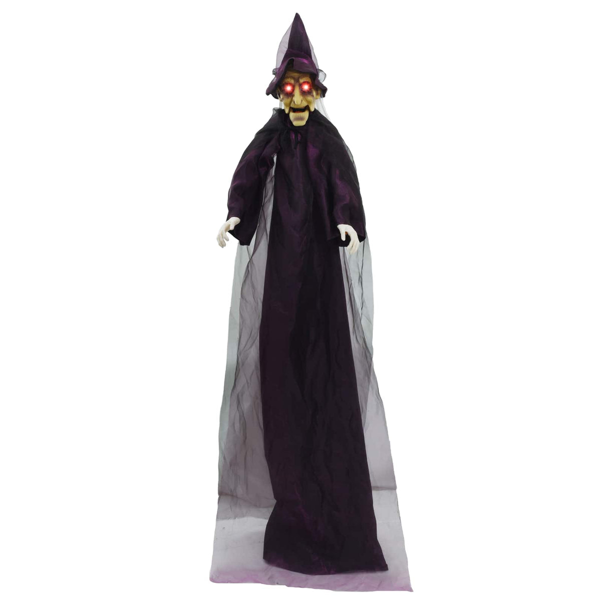 vidaXL Hanging Halloween Talking Witch SPOOKA Purple 216 x 125 cm 4