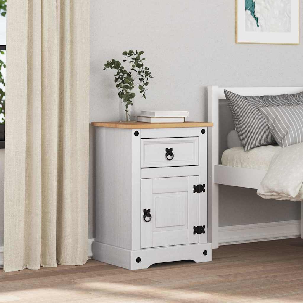 vidaXL Bedside Table Corona White 45 x 35 x 64 cm Solid Pine Wood 4