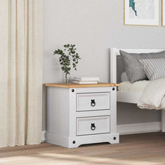 vidaXL Bedside Table Corona White 53 x 39 x 47 cm Solid Pine Wood 4