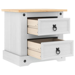 Bedside Cabinet "Corona" 53x39x47 cm Solid Wood Pine White