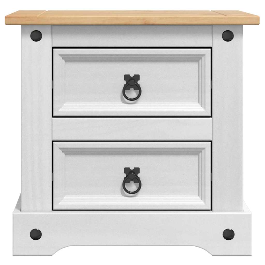 Bedside Cabinet "Corona" 53x39x47 cm Solid Wood Pine White