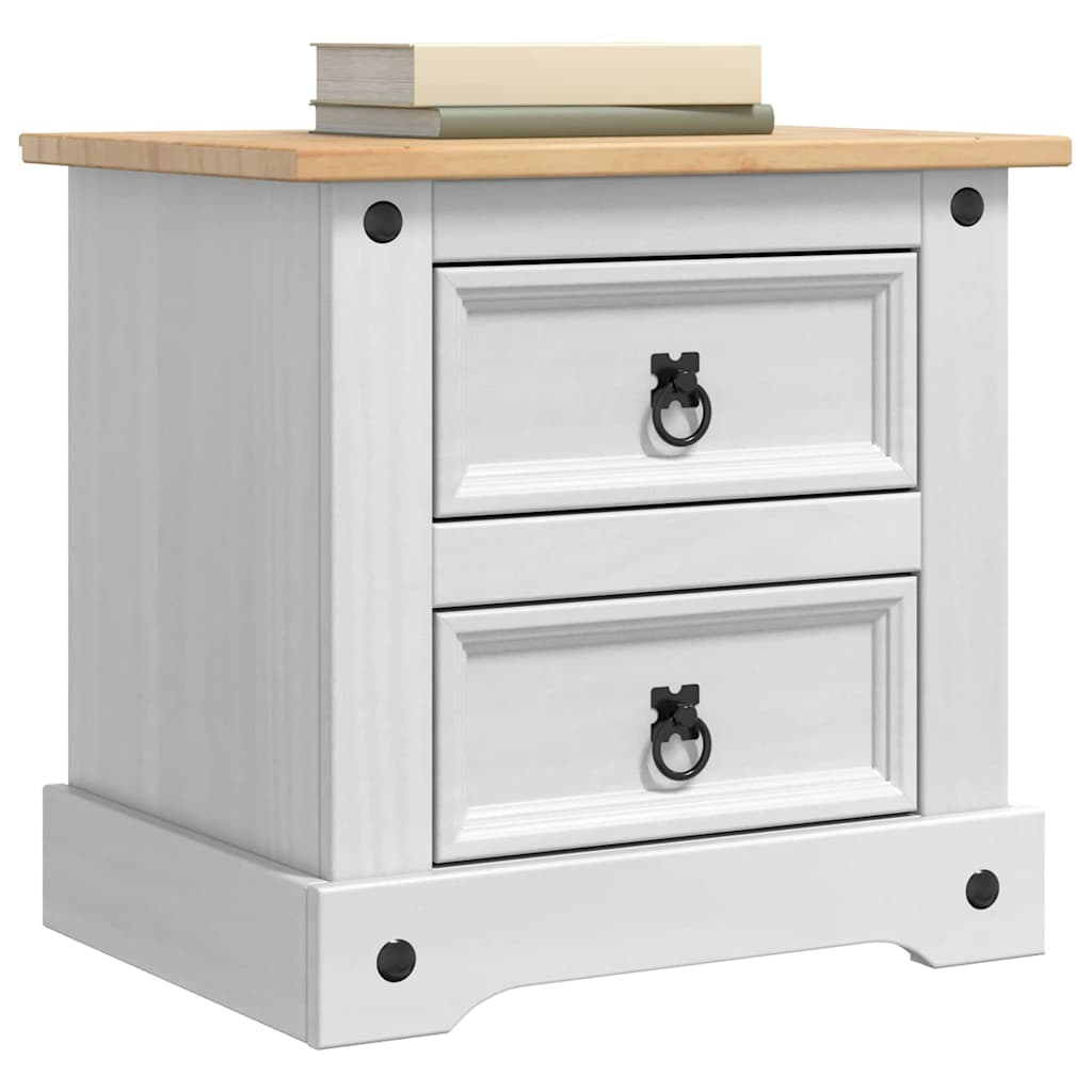 Bedside Cabinet "Corona" 53x39x47 cm Solid Wood Pine White