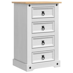 vidaXL Bedside Table Corona White 53 x 39 x 84 cm Solid Pine Wood 2