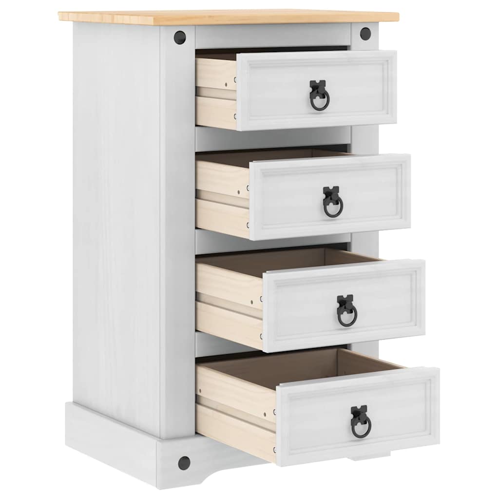 vidaXL Bedside Table Corona White 53 x 39 x 84 cm Solid Pine Wood 5