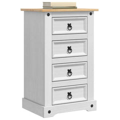 vidaXL Bedside Table Corona White 53 x 39 x 84 cm Solid Pine Wood 3