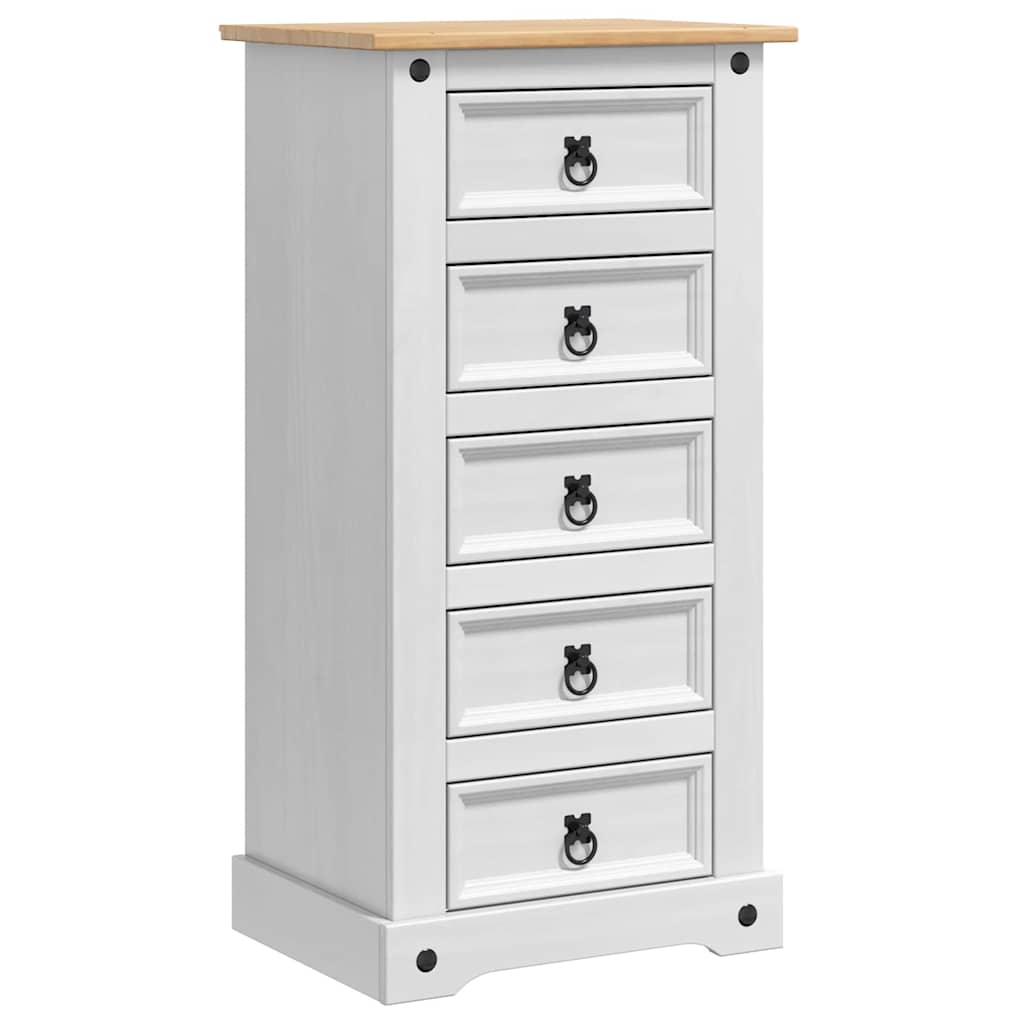 vidaXL Bedside Table Corona White 53 x 39 x 103 cm Solid Pine Wood 2