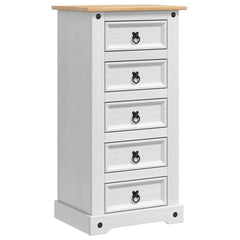 vidaXL Bedside Table Corona White 53 x 39 x 103 cm Solid Pine Wood 2