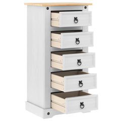 vidaXL Bedside Table Corona White 53 x 39 x 103 cm Solid Pine Wood 5