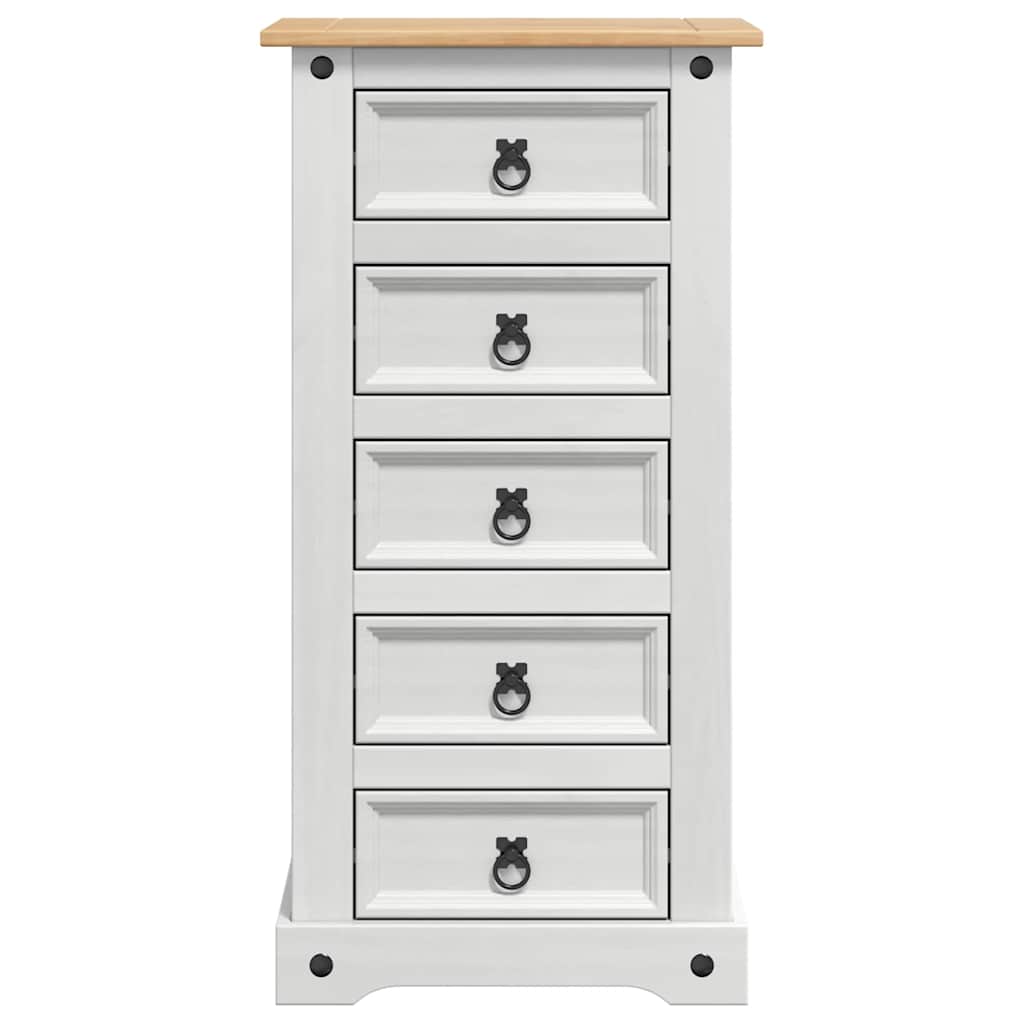 vidaXL Bedside Table Corona White 53 x 39 x 103 cm Solid Pine Wood 6