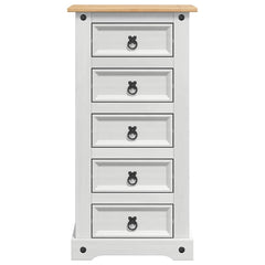 vidaXL Bedside Table Corona White 53 x 39 x 103 cm Solid Pine Wood 6