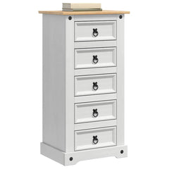 vidaXL Bedside Table Corona White 53 x 39 x 103 cm Solid Pine Wood 3