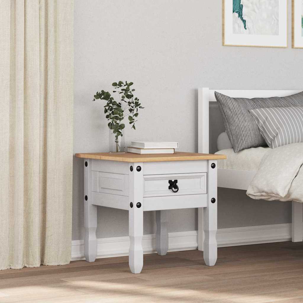 vidaXL End Table CORONA White 50 x 50 x50 cm Solid Pine Wood 4