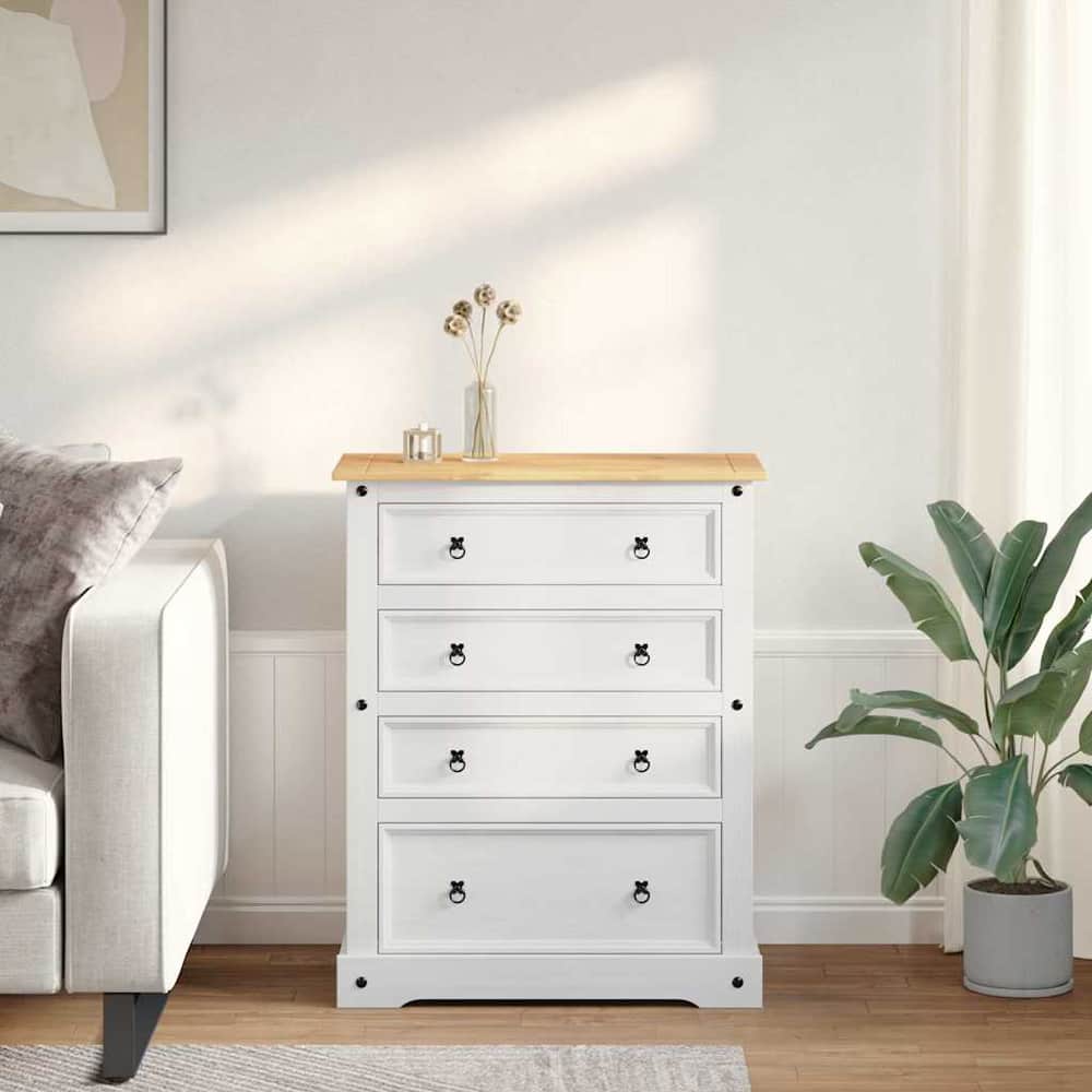 vidaXL Storage Chests Corona White 92 x 48 x 114 cm Solid Pine Wood 1