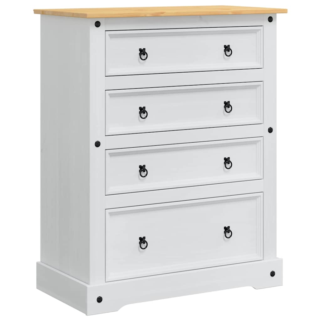 vidaXL Storage Chests Corona White 92 x 48 x 114 cm Solid Pine Wood 2