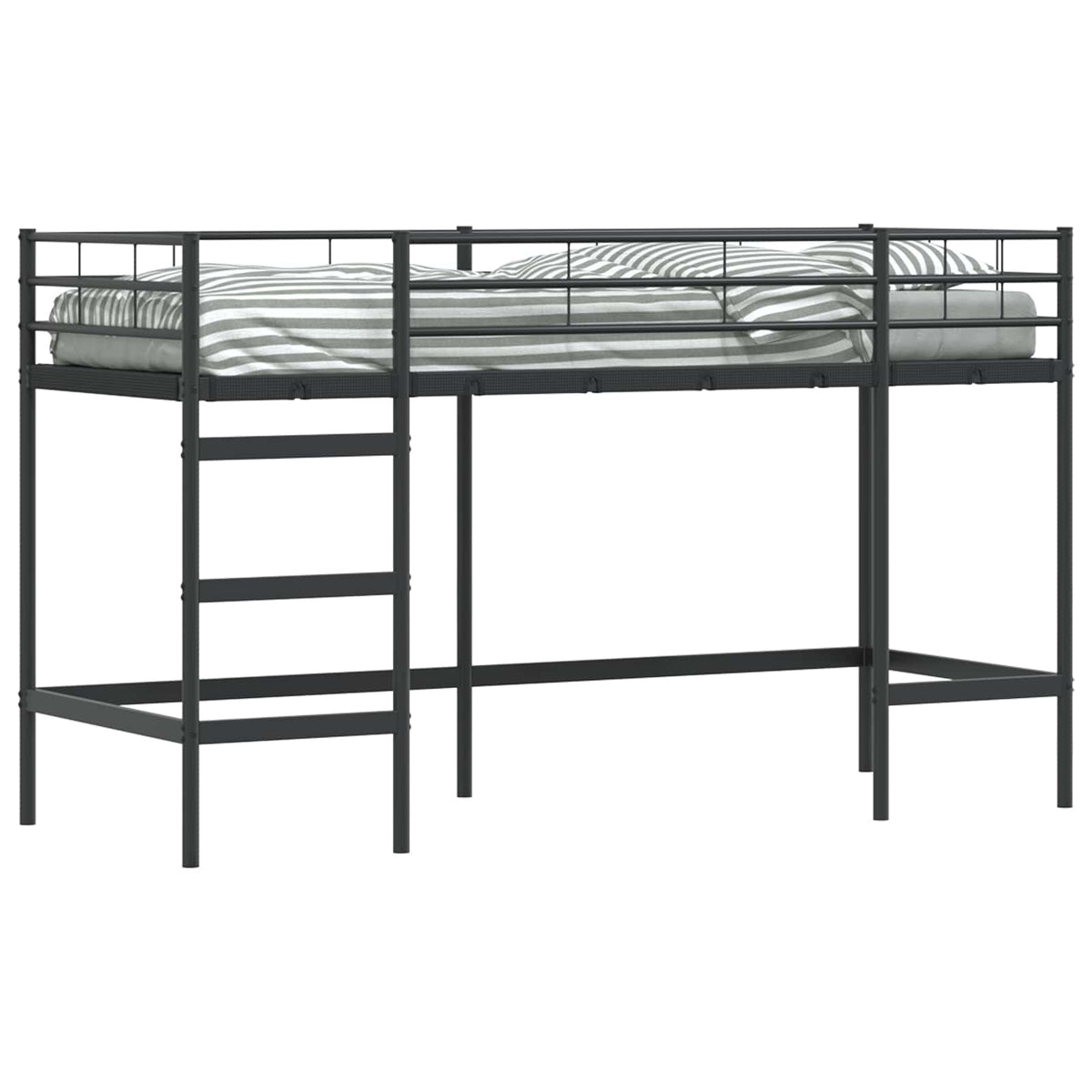 Kids' Loft Bed Frame Steel Black 75 cm 190 cm