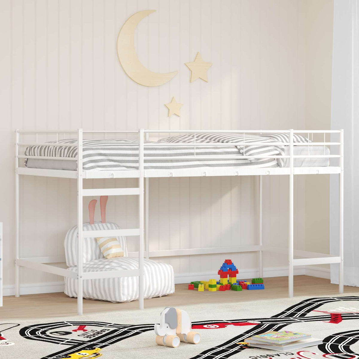 Kids' Loft Bed Frame Steel White 80 cm 200 cm