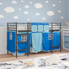 Kids' Bunk Bed Frame with Curtains Length 190 cm Black and blue 75 cm