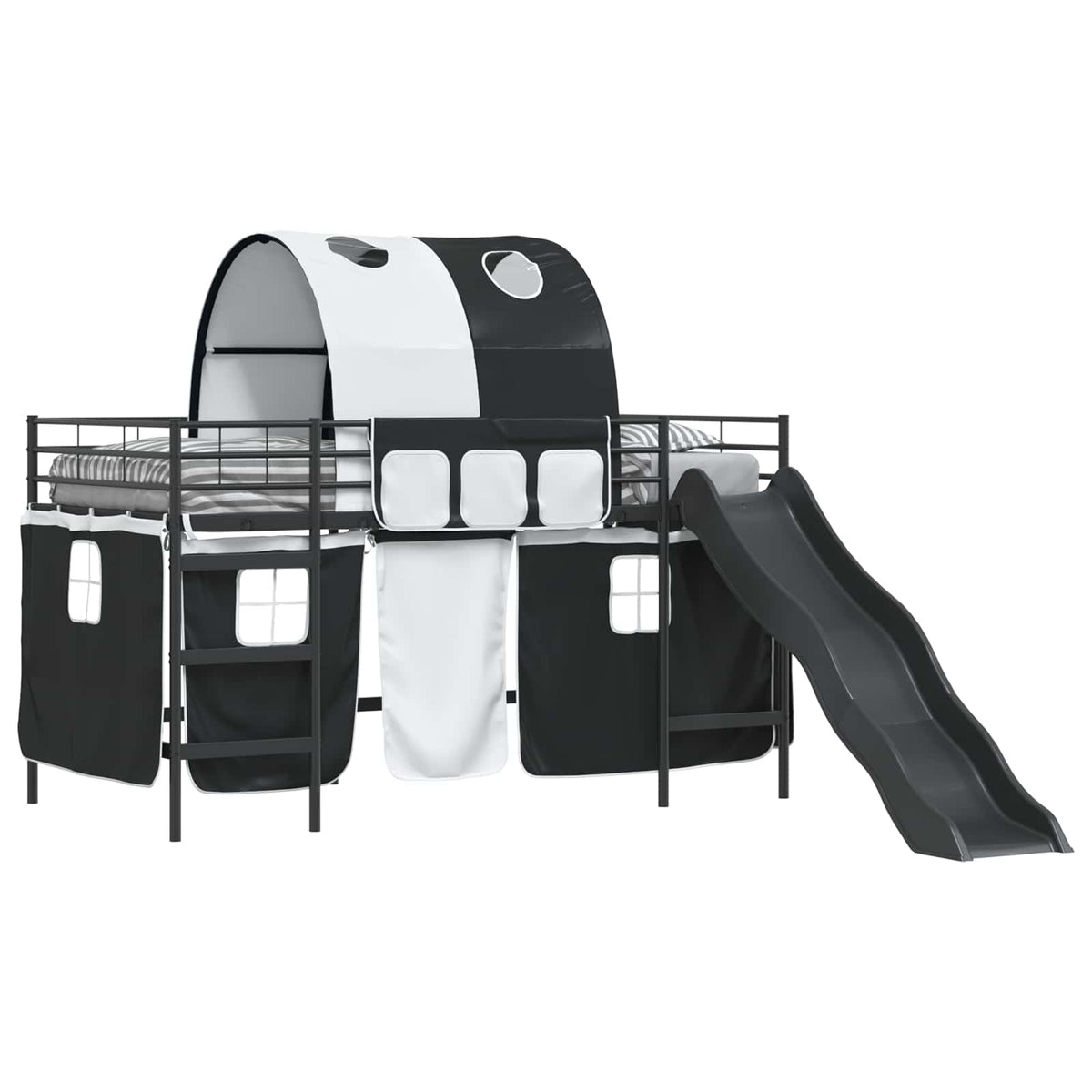 Kids' Bunk Bed Frame with Curtains Length 200 cm Black 80 cm