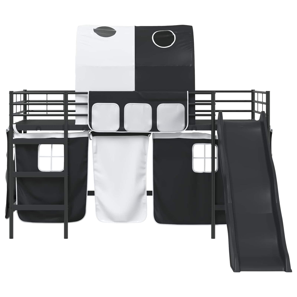 Kids' Bunk Bed Frame with Curtains Length 200 cm Black 80 cm