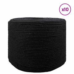 vidaXL Cotton Twine 10 pcs 2 mm 100 m Black 100% Cotton 4