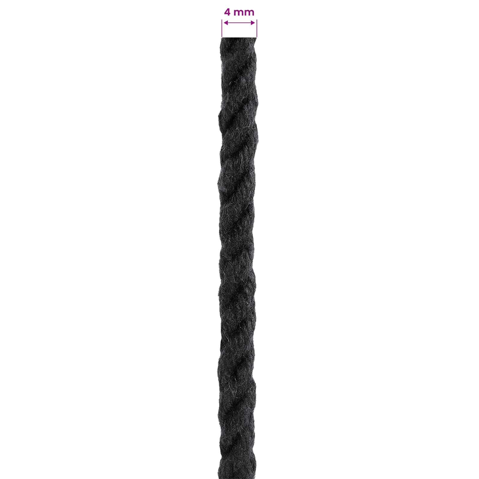 vidaXL Cotton Twine 4 mm 250 m Black 100% Cotton 6