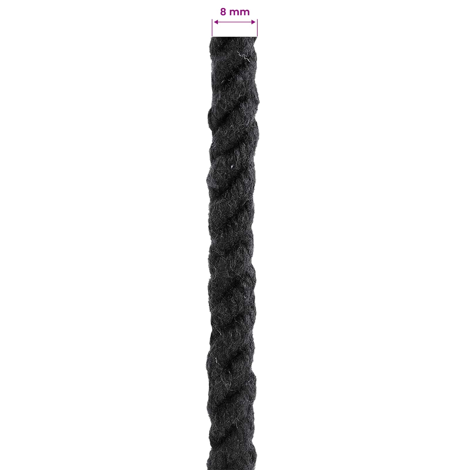 vidaXL Cotton Rope 8 mm 100 m Black 100% Cotton 6