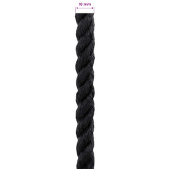 vidaXL Cotton Rope 10 mm 50 m Black 100% Cotton 6