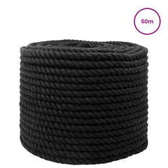 vidaXL Cotton Rope 10 mm 50 m Black 100% Cotton 3