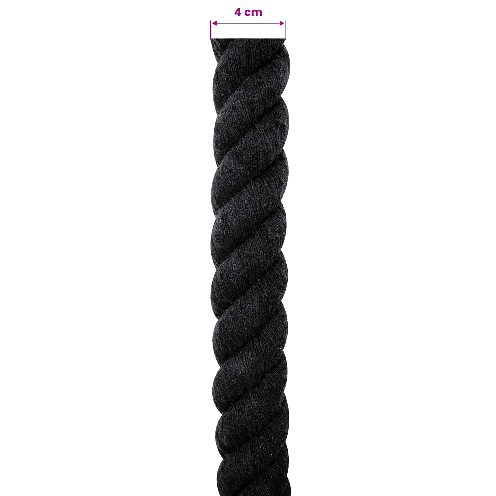 vidaXL Cotton Rope 40 mm 5 m Black 100% Cotton 6