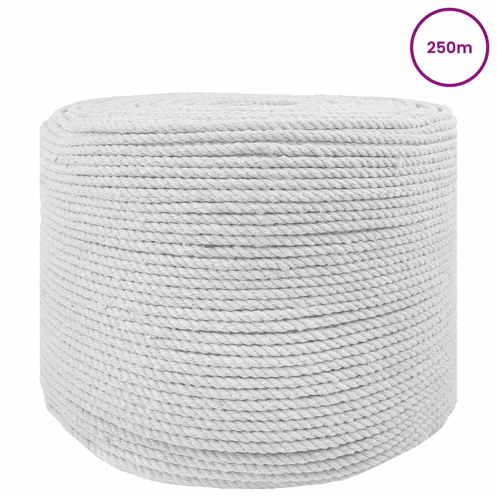 vidaXL Cotton Twine 4 mm 250 m White 100% Cotton 3