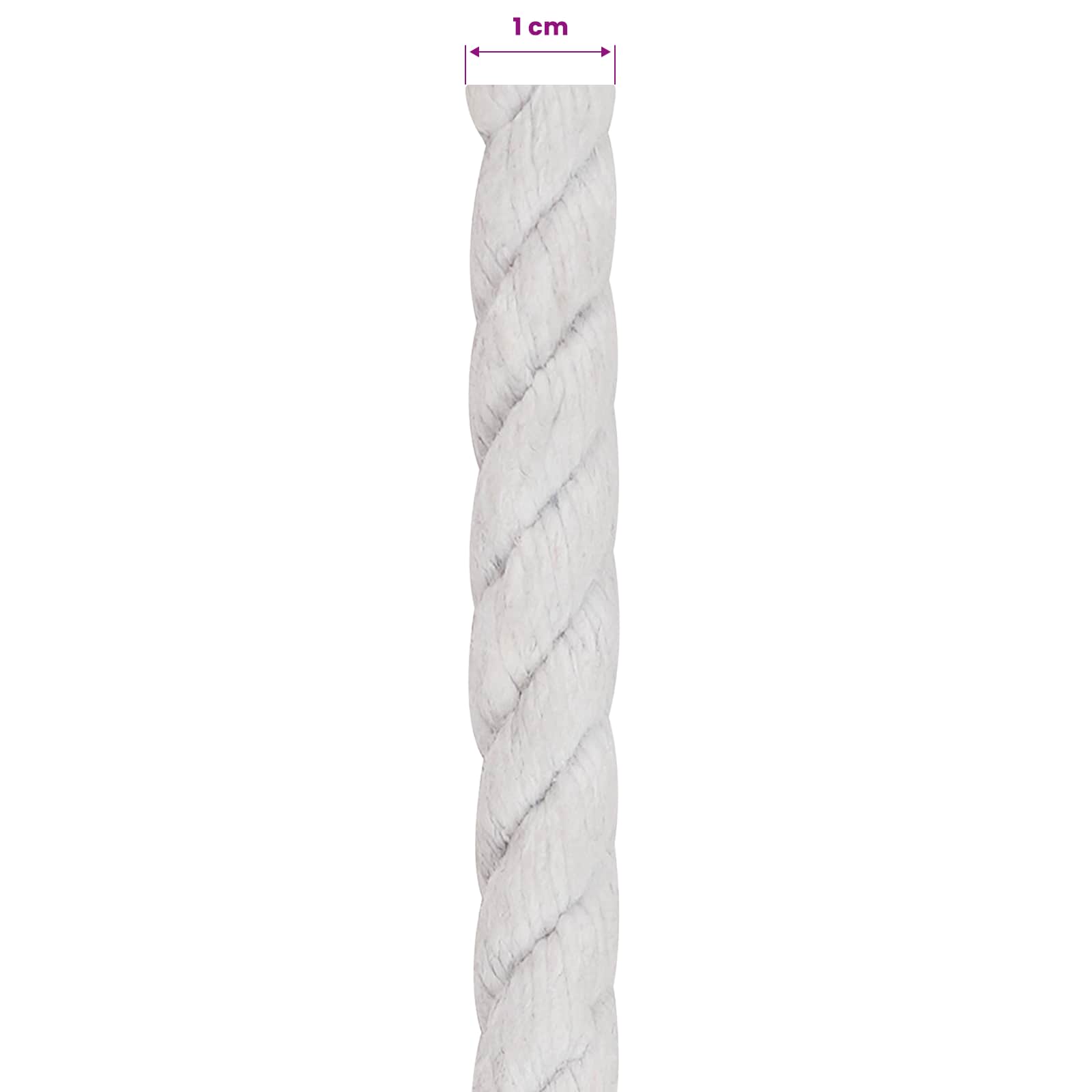 vidaXL Cotton Rope 10 mm 50 m White 100% Cotton 6