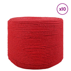 vidaXL Cotton Twine 10 pcs 2 mm 100 m Red 100% Cotton 4