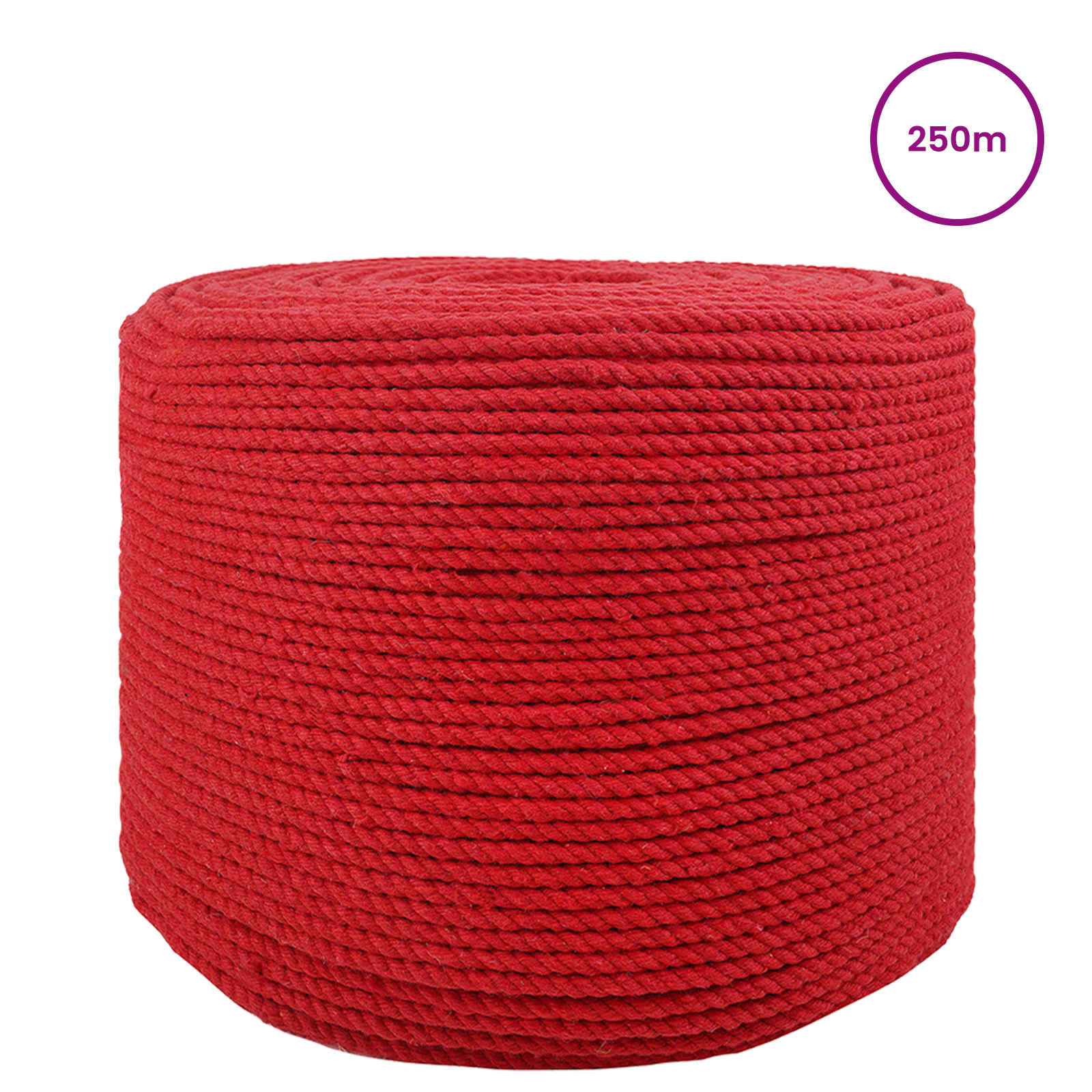 vidaXL Cotton Twine 4 mm 250 m Red 100% Cotton 3