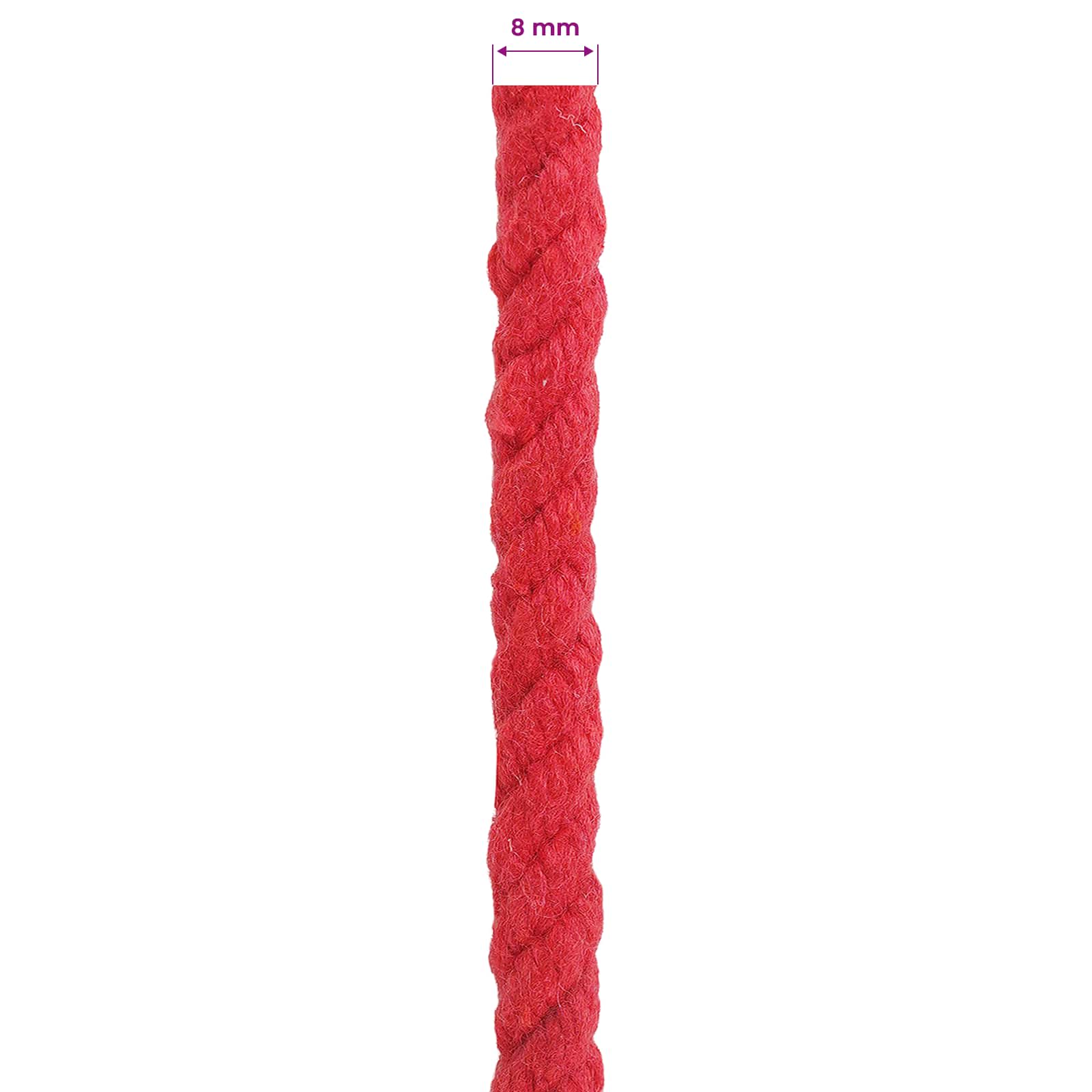 vidaXL Cotton Rope 8 mm 100 m Red 100% Cotton 6