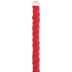 vidaXL Cotton Rope 8 mm 100 m Red 100% Cotton 6