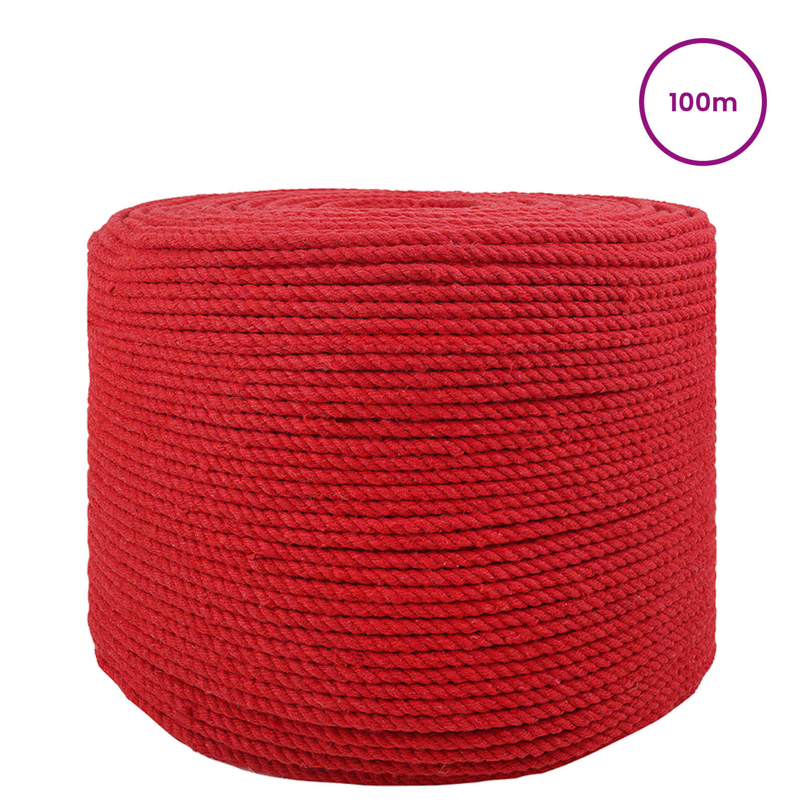 vidaXL Cotton Rope 8 mm 100 m Red 100% Cotton 3