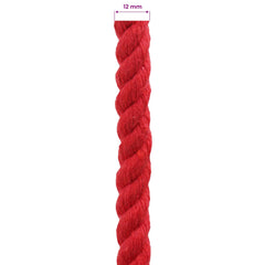 vidaXL Cotton Rope 12 mm 50 m Red 100% Cotton 6