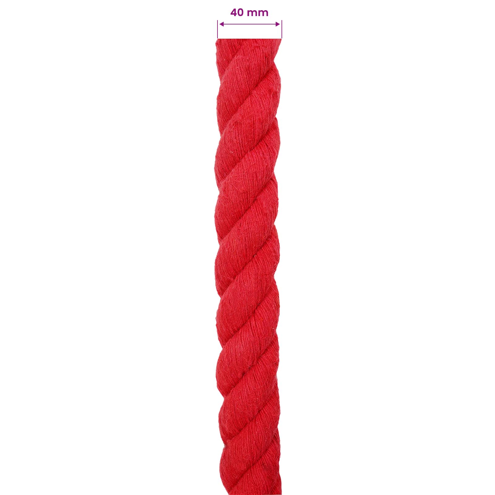 vidaXL Cotton Rope 40 mm 5 m Red 100% Cotton 6