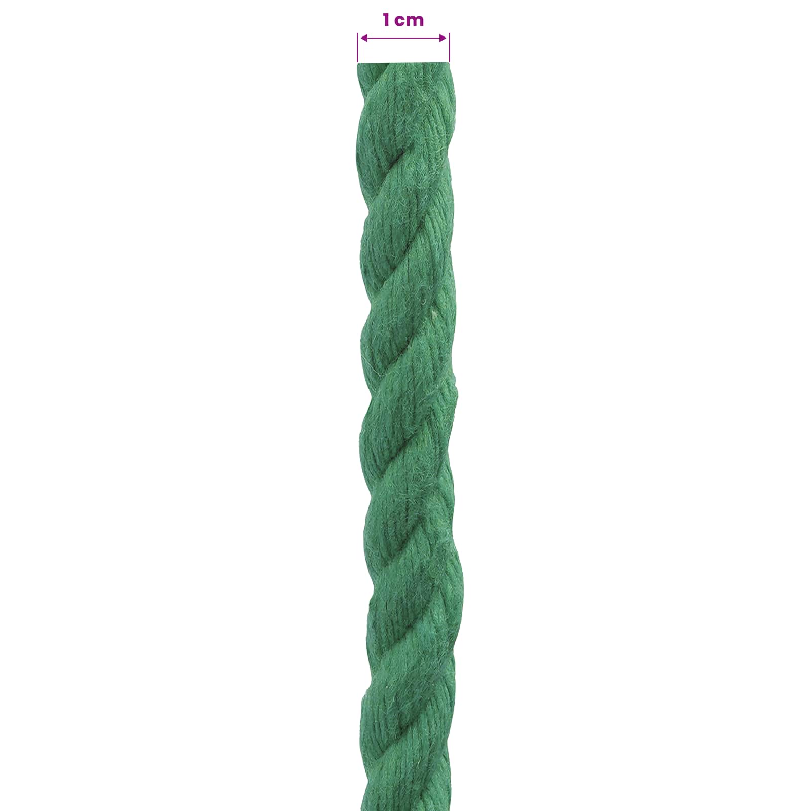 vidaXL Cotton Rope 10 mm 100 m Green 100% Cotton 6