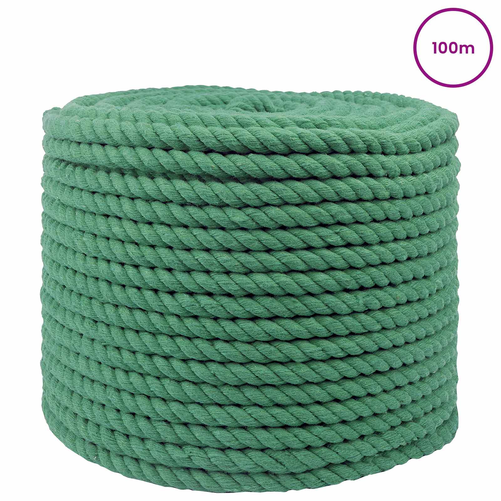 vidaXL Cotton Rope 10 mm 100 m Green 100% Cotton 3