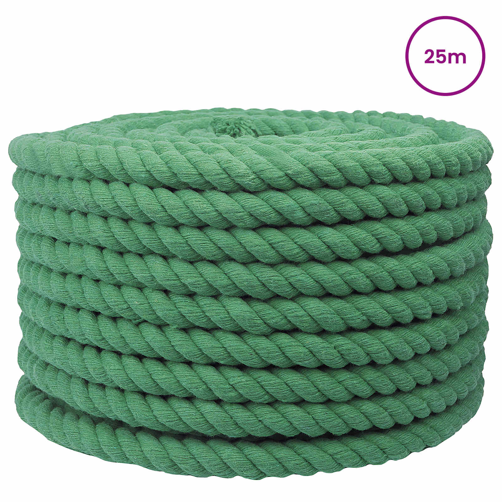 vidaXL Cotton Rope 16 mm 25 m Green 100% Cotton 3