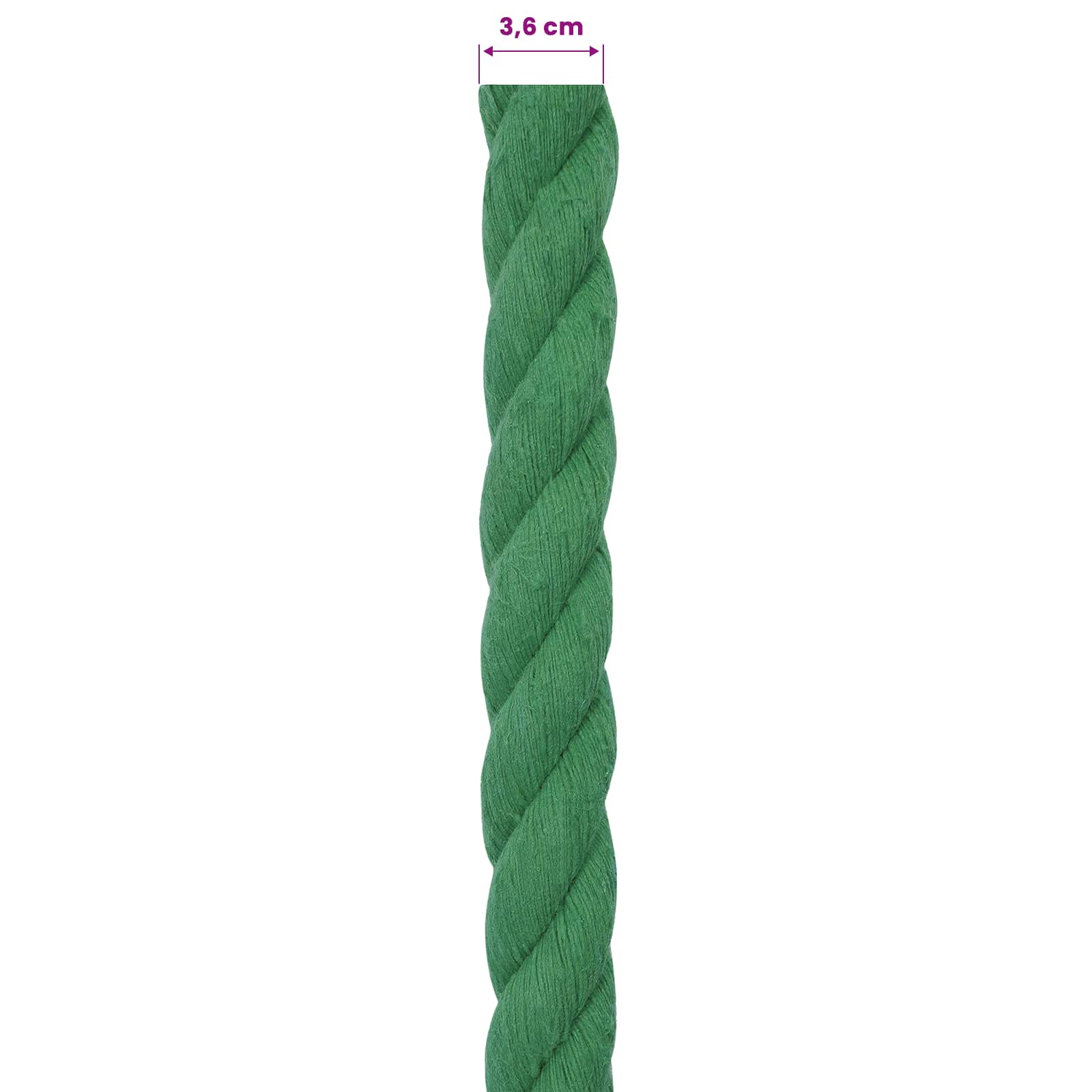 vidaXL Cotton Rope 36 mm 5 m Green 100% Cotton 6