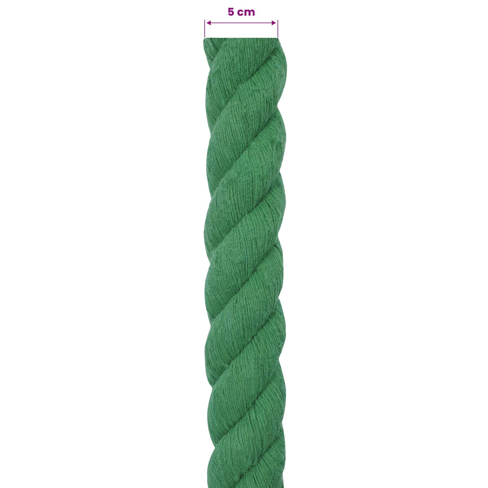 vidaXL Cotton Rope 50 mm 5 m Green 100% Cotton 6