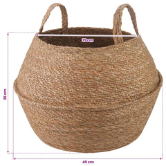 vidaXL Plant Pot with Handles Natural Ø 45 x 36 cm 100% Seagrass 6
