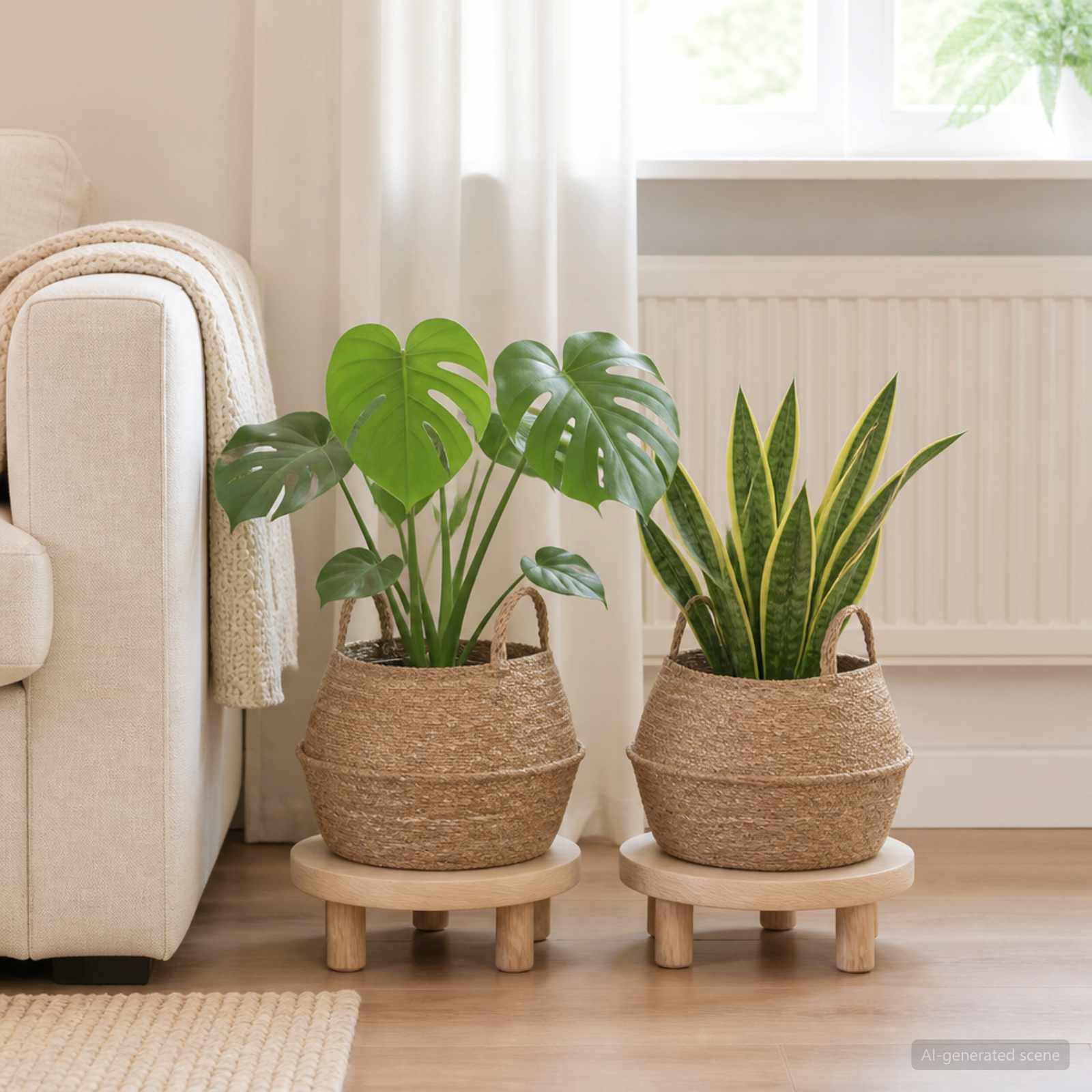 vidaXL Plant Pot with Handles 2 pcs Natural Ø 45 x 36 cm 100% Seagrass 1